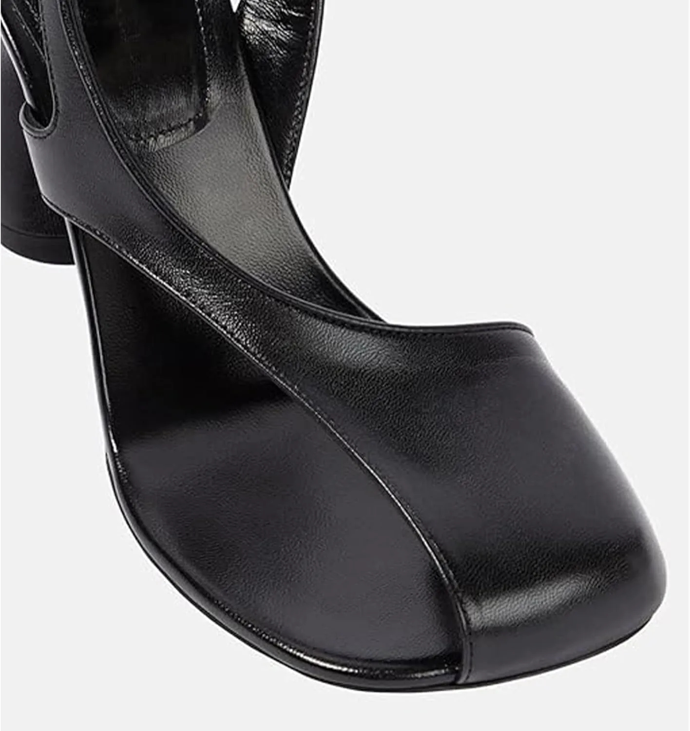Women's Flip Flop High Heeled Sandals Square Toe Cutout Leather Dress Shoes Adjustable Strappy Pumps for Party