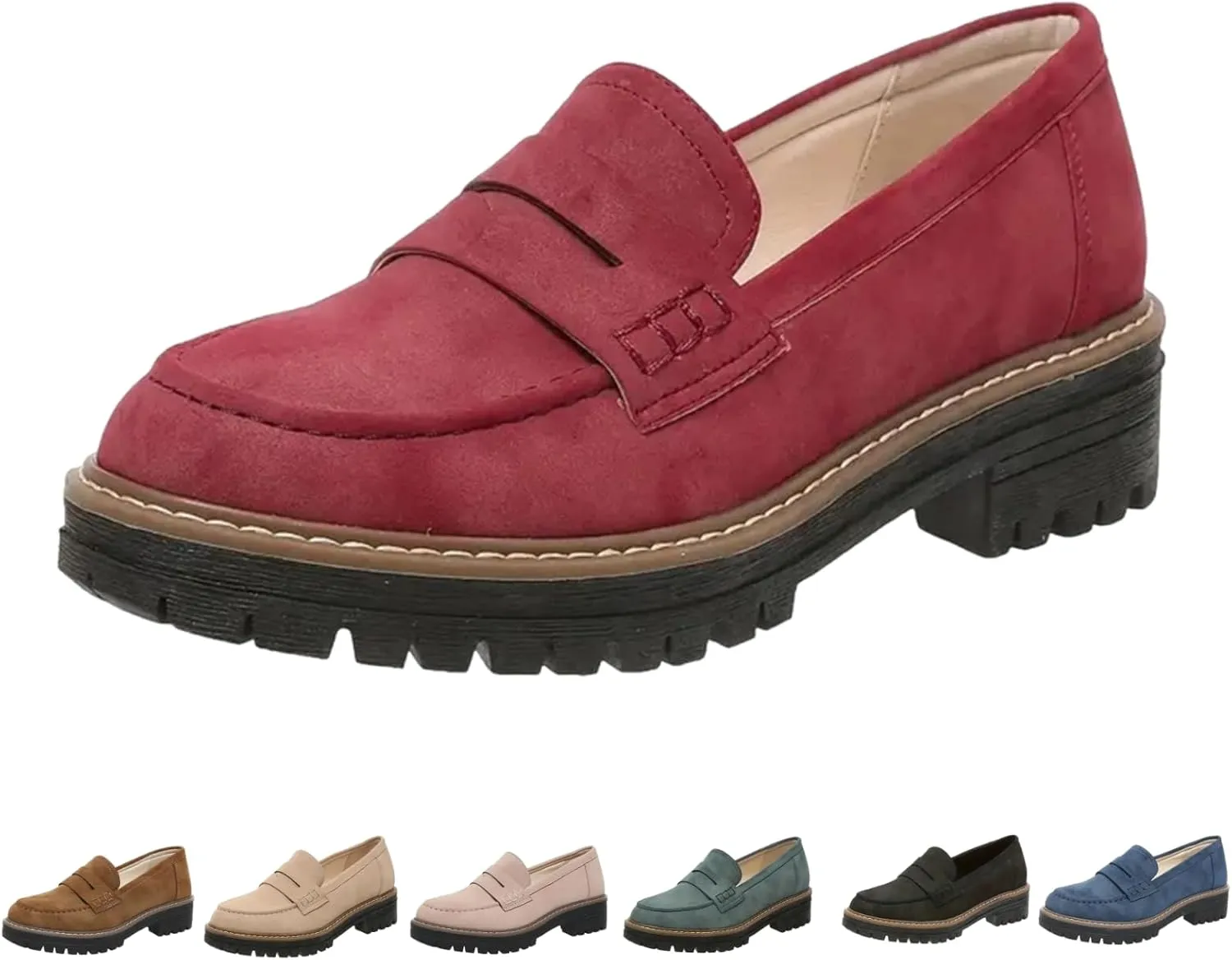 Womens Loafers Comfortable Dress,Chunky Platform Penny Loafers Lug Sole Slip On Fall Shoes Work Business Casual Shoes