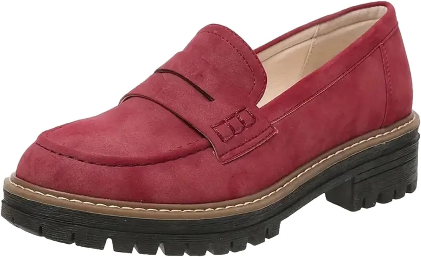 Womens Loafers Comfortable Dress,Chunky Platform Penny Loafers Lug Sole Slip On Fall Shoes Work Business Casual Shoes
