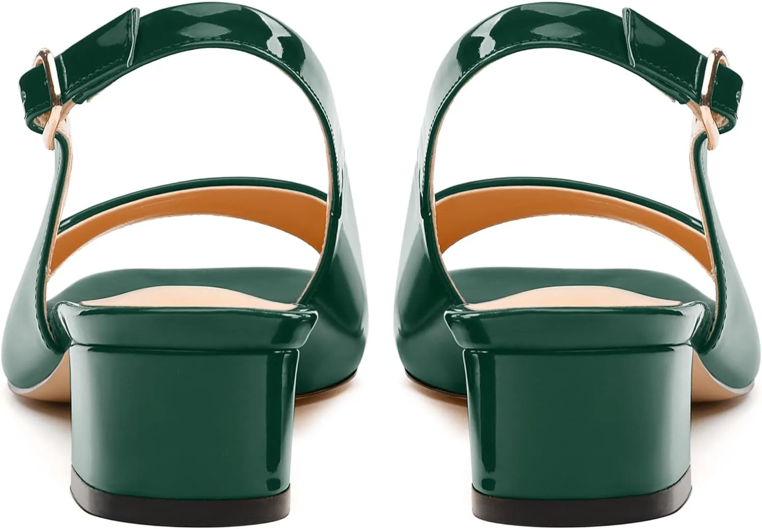 Womens Low Heel Slingbacks, Square Peep Toe Block Heel Sandals for Women, Comfort Heeled Casual Shoes