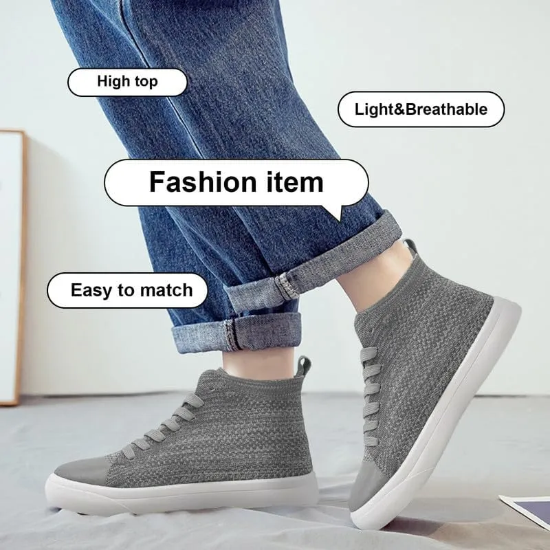 Women's Men’s Fashion Sneakers High Top Lace Up Shoes for Women Men Breathable Flying Woven Mesh Sneakers Casual Outdoor Sport Running Walking Shoes