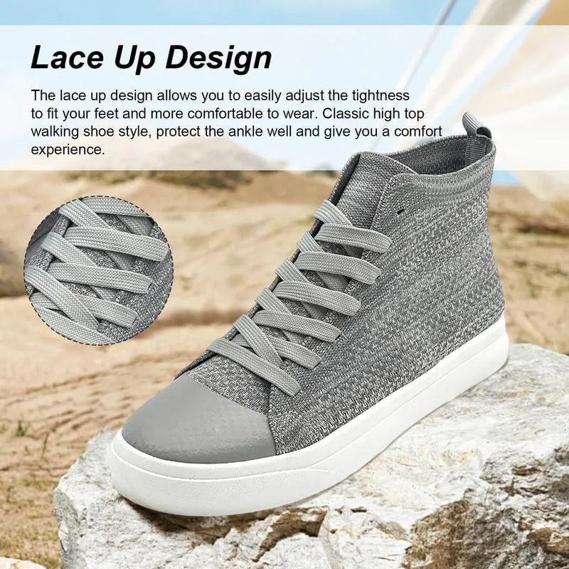 Women's Men’s Fashion Sneakers High Top Lace Up Shoes for Women Men Breathable Flying Woven Mesh Sneakers Casual Outdoor Sport Running Walking Shoes