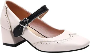 Women's Mid Heel Square Toe Mary Jane Shoes Comfortable Work Dress Casual Walking Slip On Loafers for Women Spring Summer Fashion Footwear