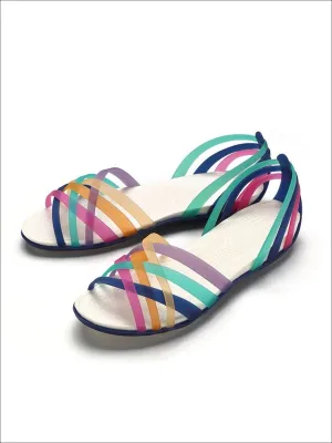 Women's Multicolor Open Toe Jelly Sandals By Liv and Mia