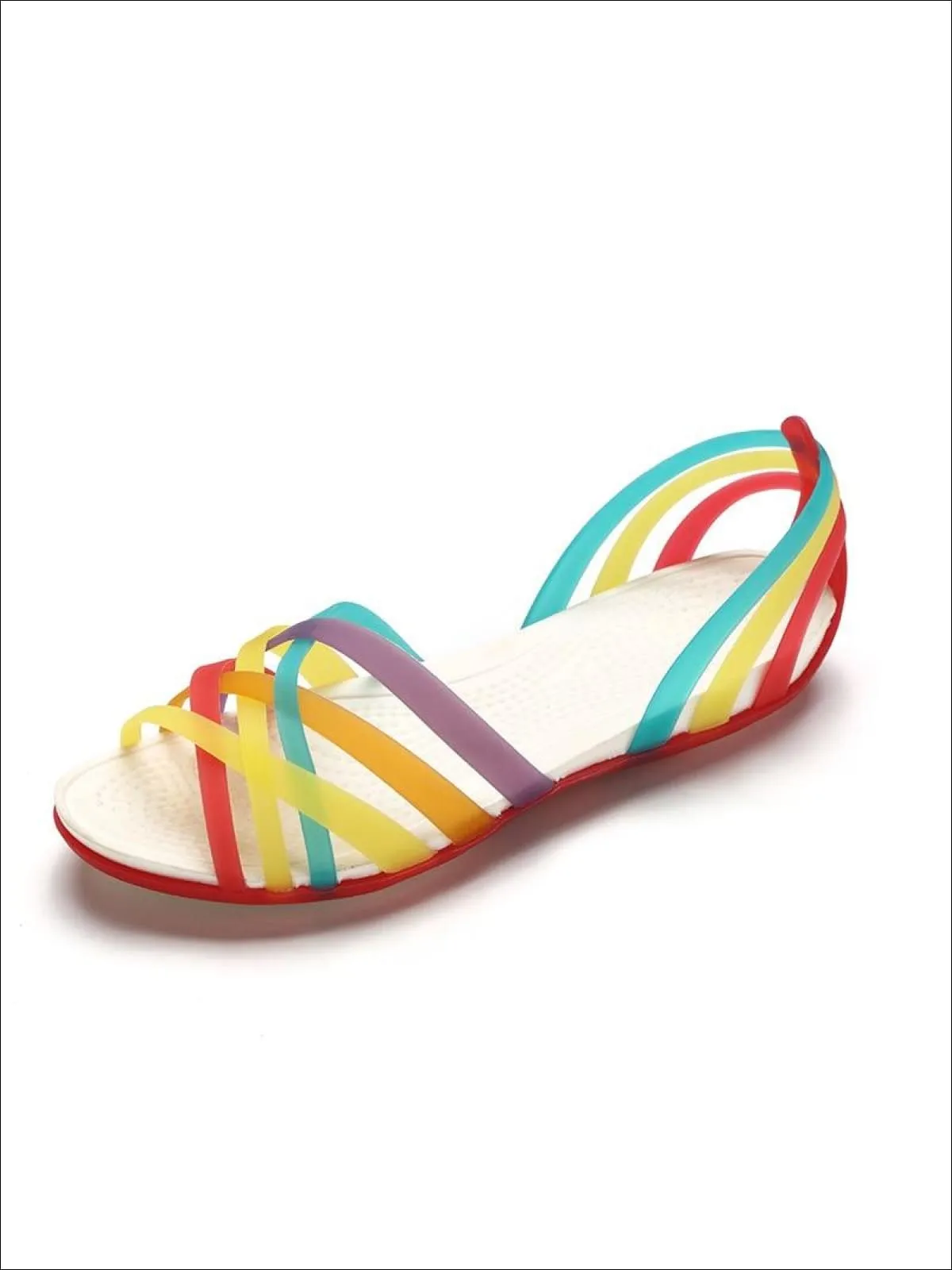 Women's Multicolor Open Toe Jelly Sandals By Liv and Mia