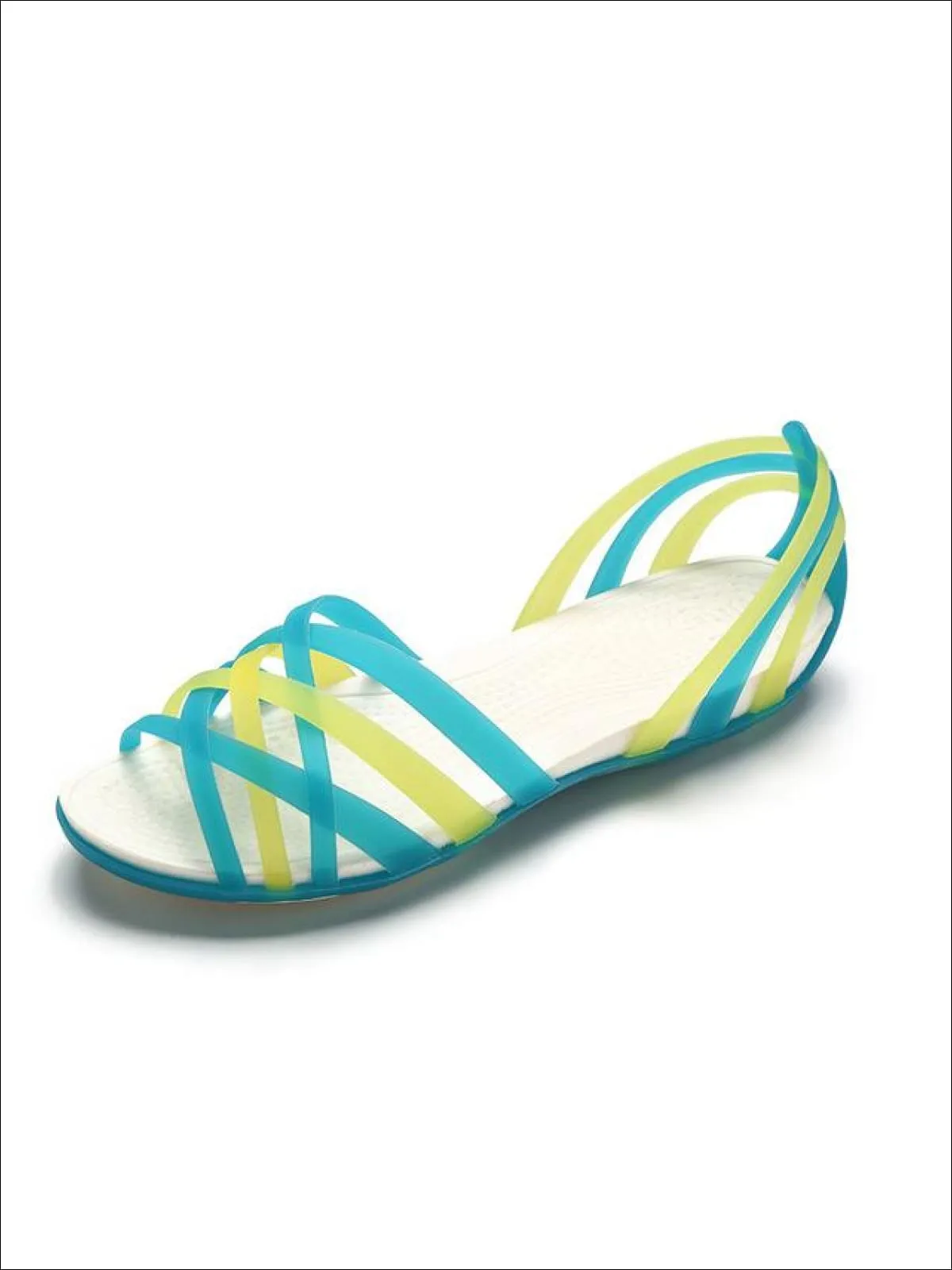Women's Multicolor Open Toe Jelly Sandals By Liv and Mia