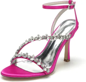 Women's Open Toe Ankle Strap Buckle Shoes Lace Dress High Shoes Wedding Bridal Evening Sandals
