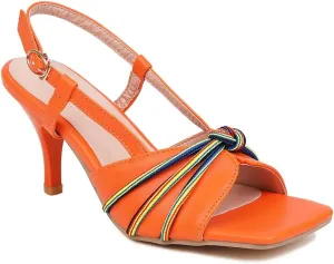 Women's Open Toe Slingback Kitten Heeled Sandals Knot Stilettos High Heels Evening Party Dressy Sandal