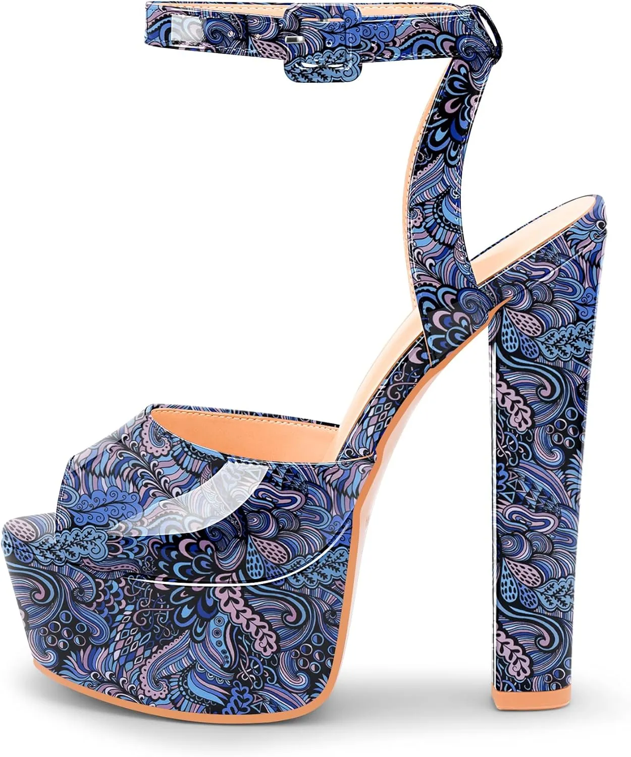 Women's Platform Chunky High Heel Sandals Open-Toe Ankle Strap Party Evening Shoes