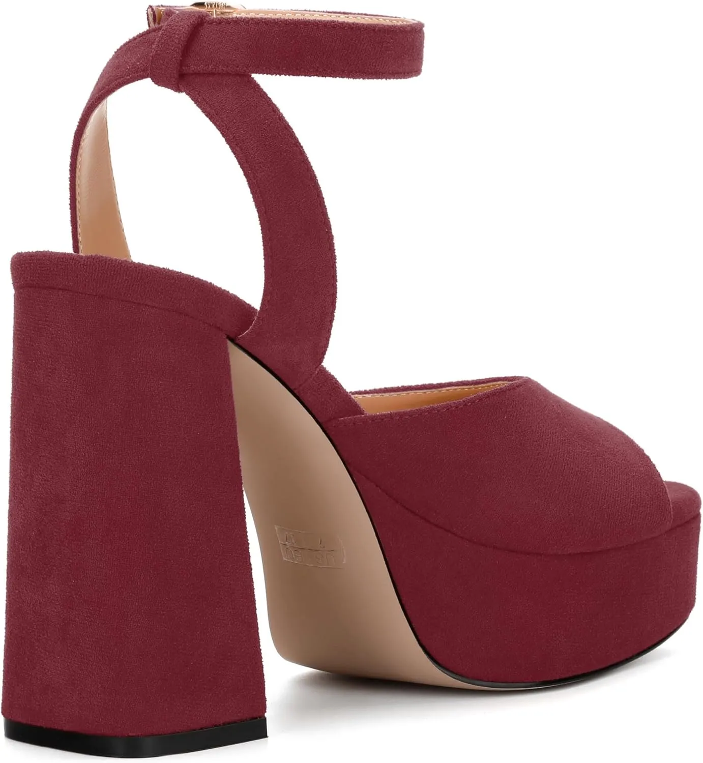 Women's Platform Heels Sandals, Ankle Strap Block Chunky Heel Suede Peep Toe Sandals, Fashion Dress Wedding High Heeled Wedges Pumps