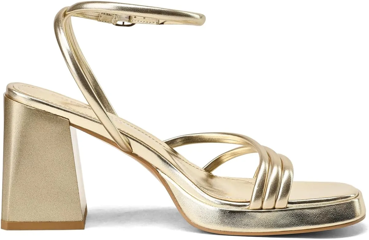Women's Platform Heels Strappy heeled sandals with lace-up ankle straps Square open toe Suitable for weddings, work, party dresses