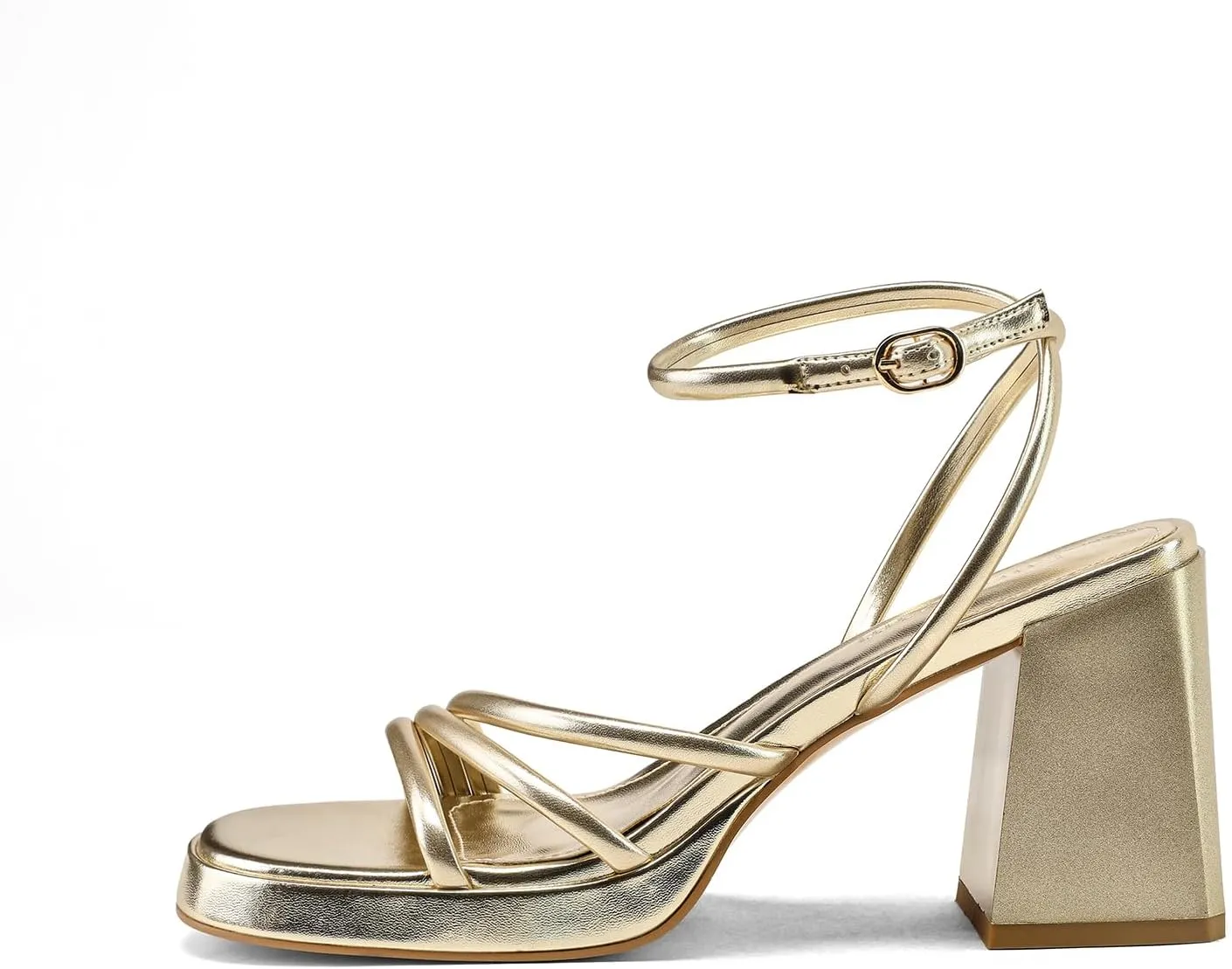 Women's Platform Heels Strappy heeled sandals with lace-up ankle straps Square open toe Suitable for weddings, work, party dresses