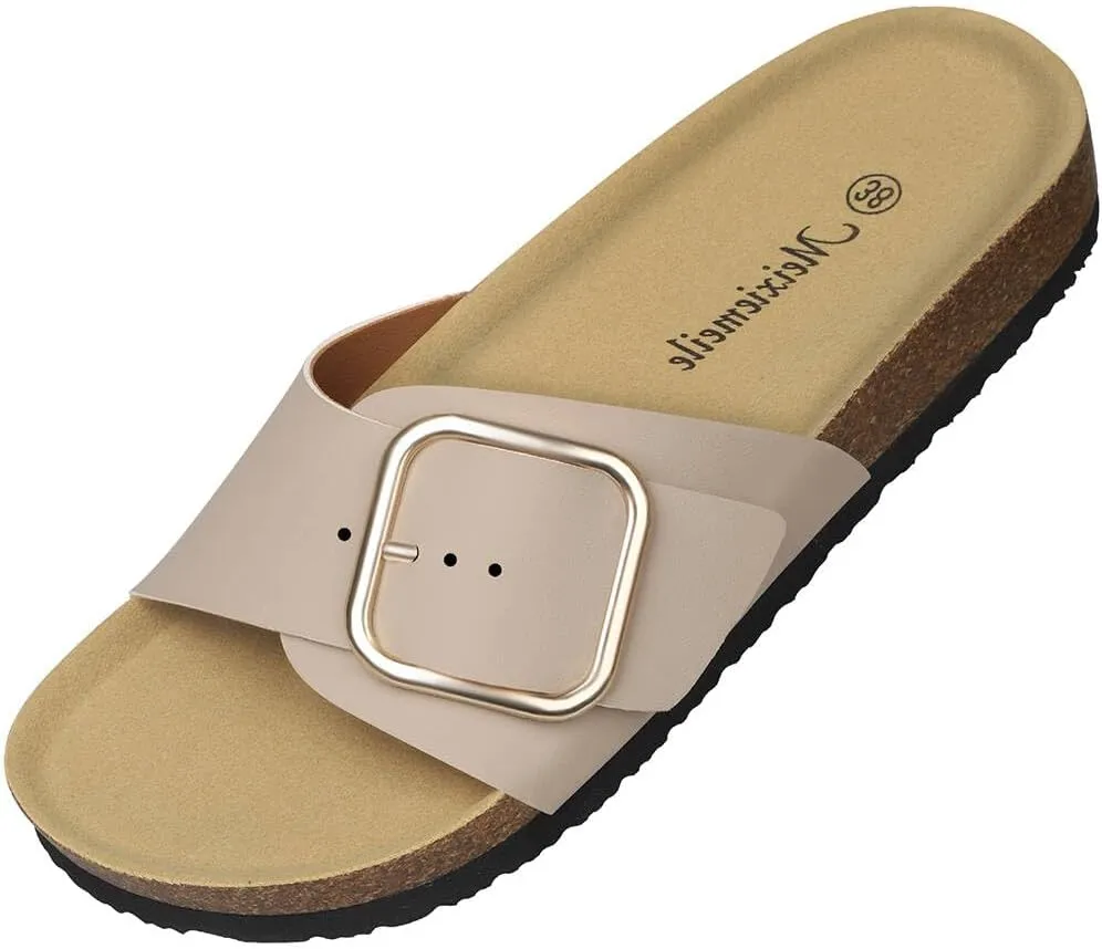 Womens Platform Sandals Big Buckle Sandals for Women Slip On Sandals Womens Sandals Open Toe Leather Adjustable