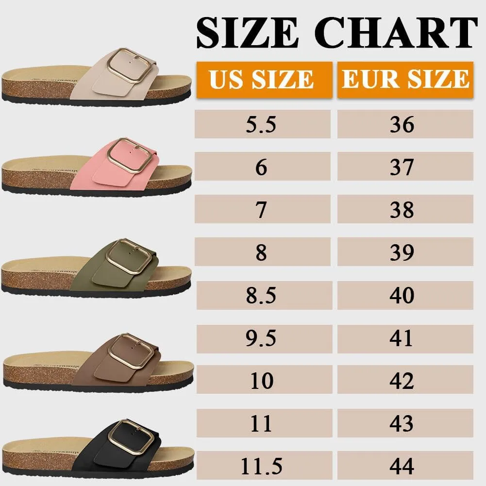 Womens Platform Sandals Big Buckle Sandals for Women Slip On Sandals Womens Sandals Open Toe Leather Adjustable