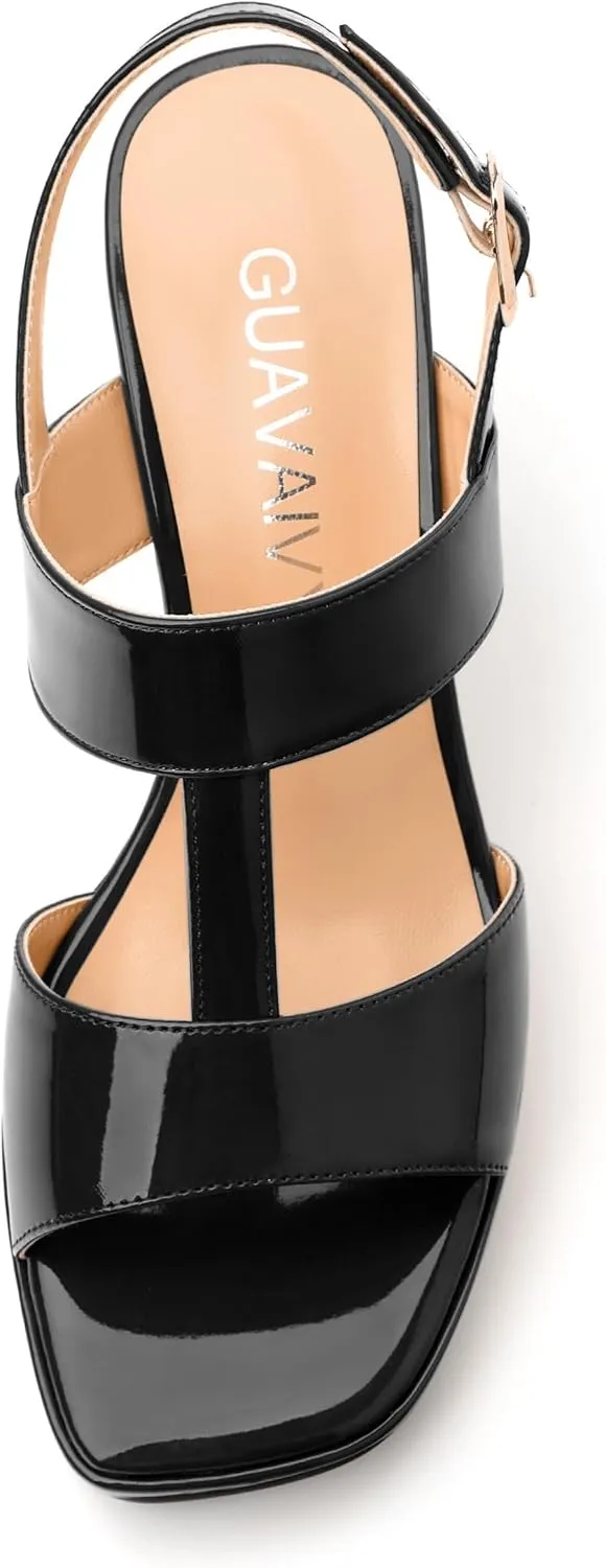 Women's Platform Sandals, Buckle Ankle Strap Open Toe Heeled Sandal, Fashion High Heel Sandals for Wedding Partying Dating