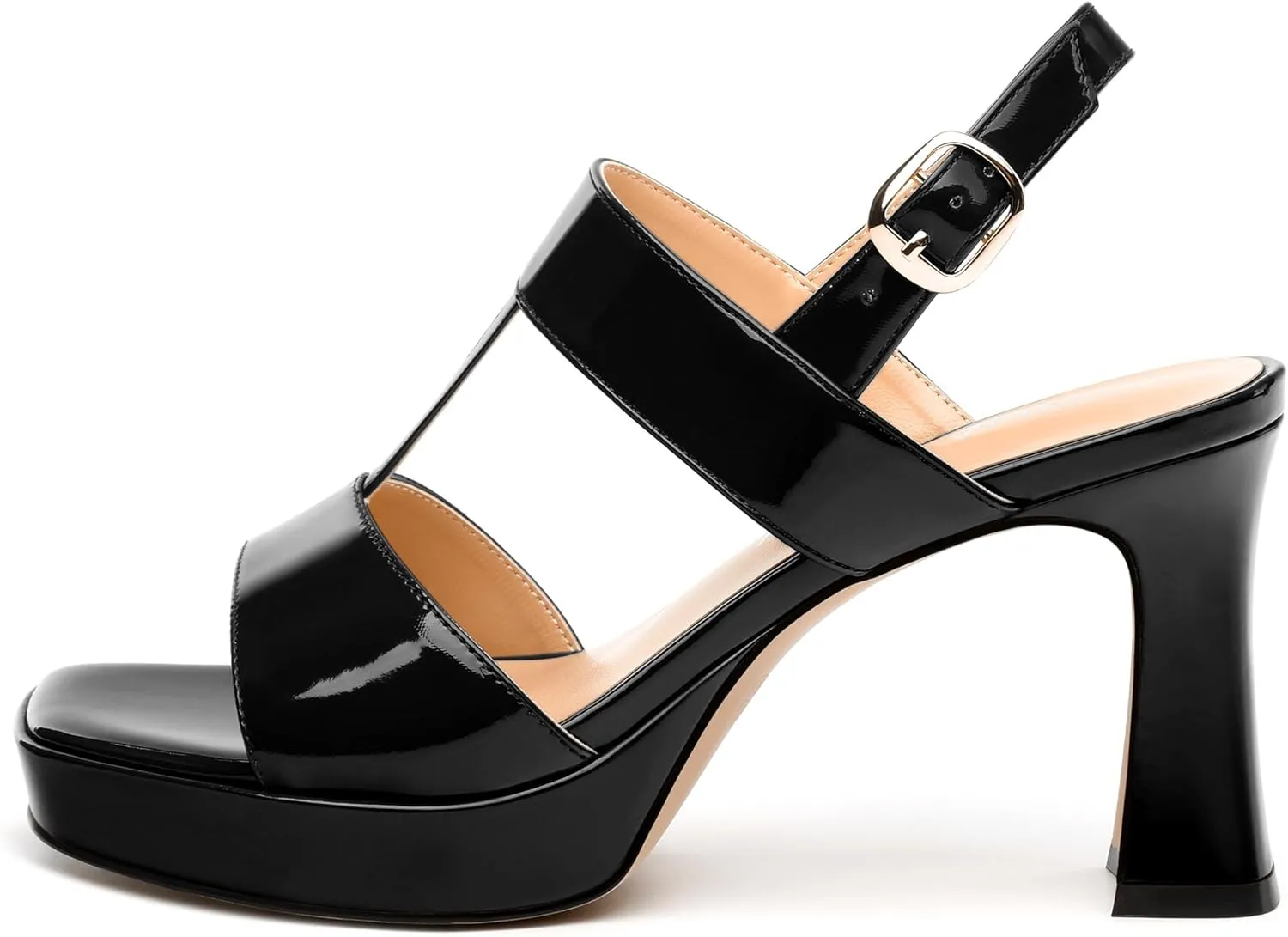 Women's Platform Sandals, Buckle Ankle Strap Open Toe Heeled Sandal, Fashion High Heel Sandals for Wedding Partying Dating