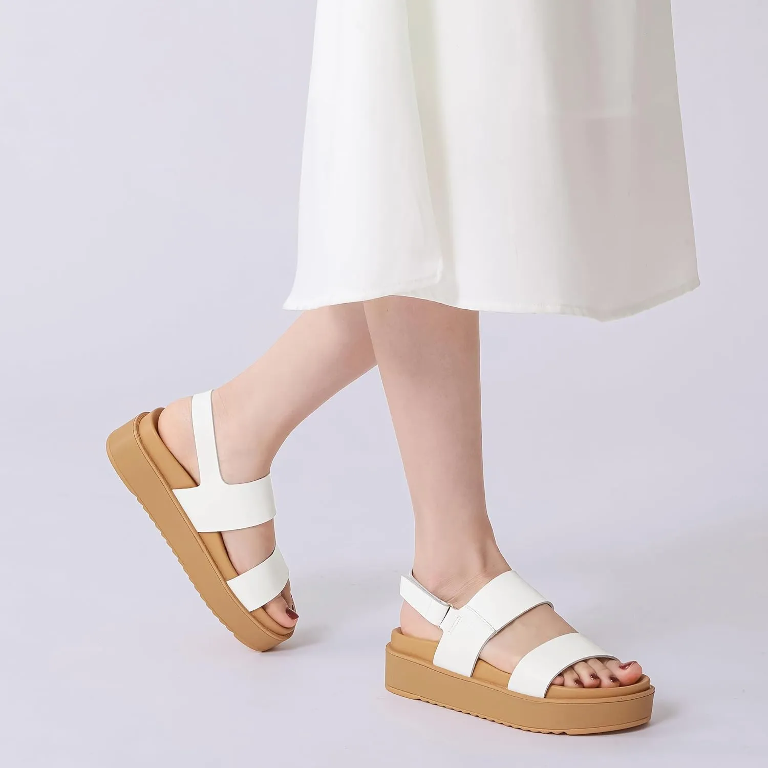 Women's Platform Sandals Comfortable Arch Support Open Toe Wedge Sandal with Adjustable Strap for Summer