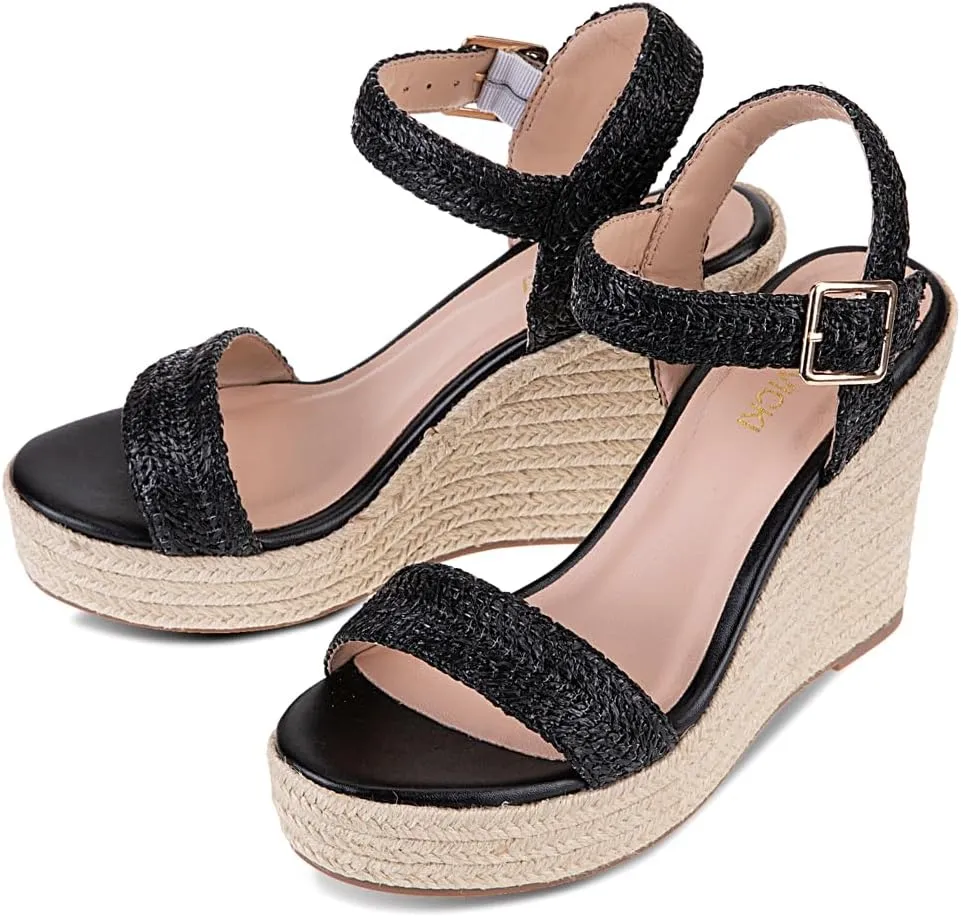 Women's Platform Sandals Wedge Ankle Strap Open Toe Sandals
