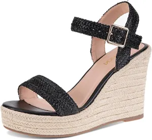 Women's Platform Sandals Wedge Ankle Strap Open Toe Sandals