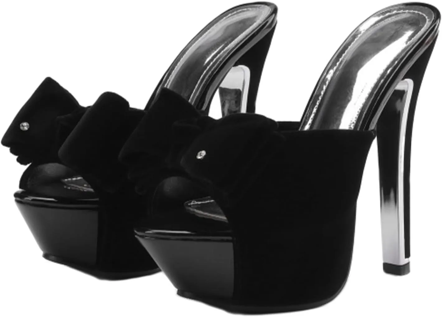 Women's Suede Open Toe Platform Stiletto High Heel Sandals Fashion Bowknot Slip-On Stiletto High Heel Sandals