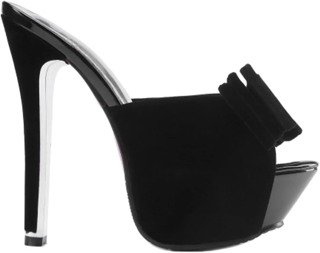 Women's Suede Open Toe Platform Stiletto High Heel Sandals Fashion Bowknot Slip-On Stiletto High Heel Sandals