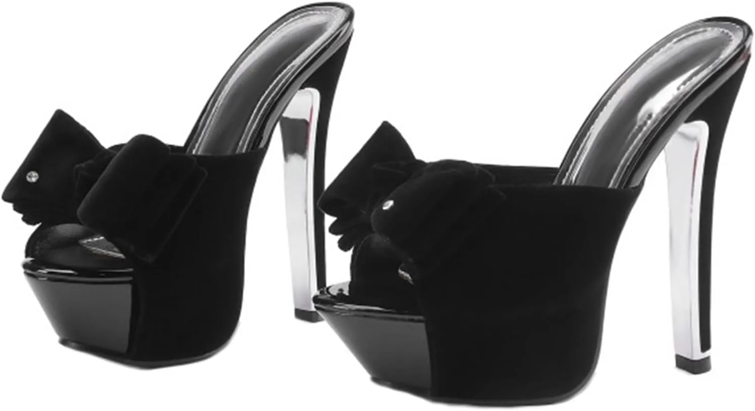 Women's Suede Open Toe Platform Stiletto High Heel Sandals Fashion Bowknot Slip-On Stiletto High Heel Sandals