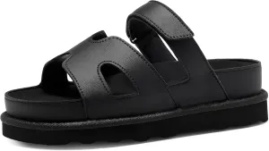 Women's Thick Platform Slide Sandals anti-slip Sole Open Toe Strap Summer Flats Shoes