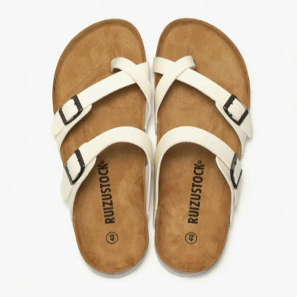 Women's Thong Sandals Open Toe Slip On Slippers Comfort Cork Footbed Open Tote Summer Beach Flat Sandals 2025
