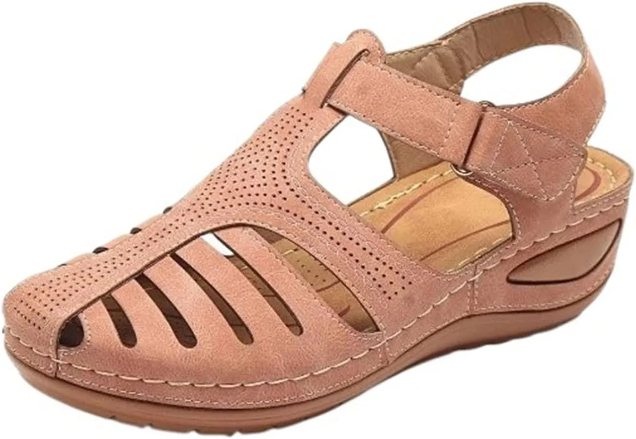 Womens Wedge Sandals Summer Closed Toe Platform Dressy Orthopedic Wedge Casual Bohemia Gladiator Wedge Shoes Comfort Ankle Strap Slip On Platform Sandals