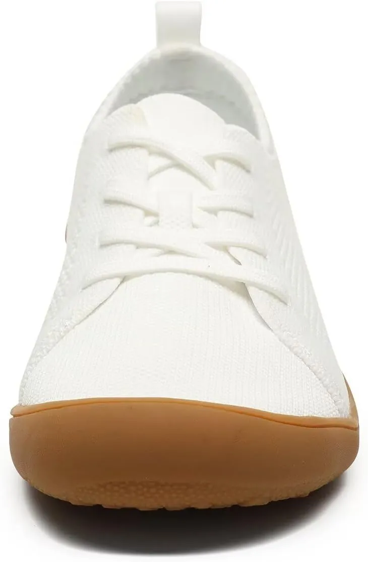 Women's Wide Toe Minimalist Barefoot Walking Shoes Comfort Low Top Knit Lace-up Sneakers Casual Outdoor Tennis Shoes