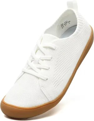 Women's Wide Toe Minimalist Barefoot Walking Shoes Comfort Low Top Knit Lace-up Sneakers Casual Outdoor Tennis Shoes