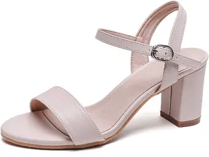 WUIWUIYU Women's Girls' High Heel Sandals Open Toe Ankle Strap Cone Heeled Summer Dress Shoes
