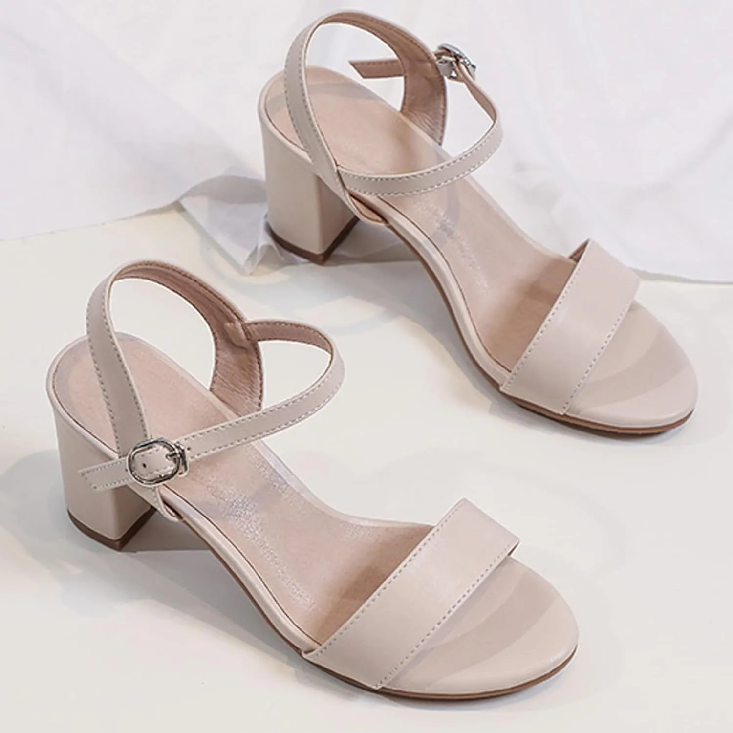 WUIWUIYU Women's Girls' High Heel Sandals Open Toe Ankle Strap Cone Heeled Summer Dress Shoes