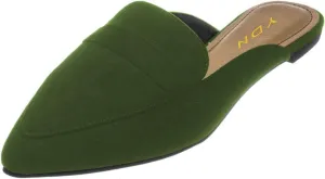 YDN Women Causal Slide Mules Comfy Flats Loafers Poined Toe Slipper Slip On Backless Sandals Fashion Dressy Summer Shoes