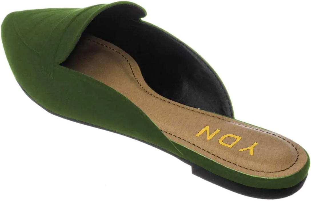 YDN Women Causal Slide Mules Comfy Flats Loafers Poined Toe Slipper Slip On Backless Sandals Fashion Dressy Summer Shoes