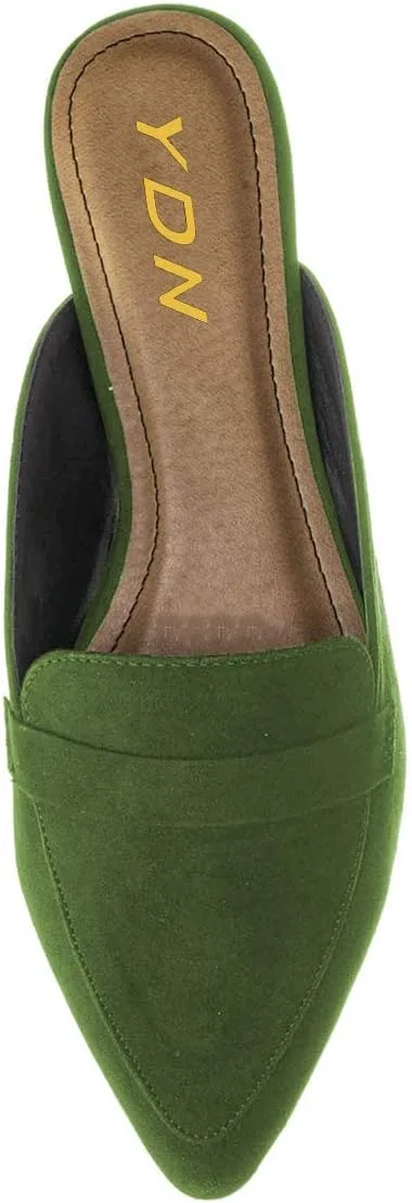 YDN Women Causal Slide Mules Comfy Flats Loafers Poined Toe Slipper Slip On Backless Sandals Fashion Dressy Summer Shoes