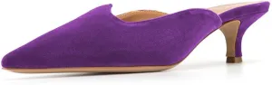 YDN Women Comfort Pointed Closed Toe Mules Low Kitten Heel Slide Loafers Dress Party Office Sandals