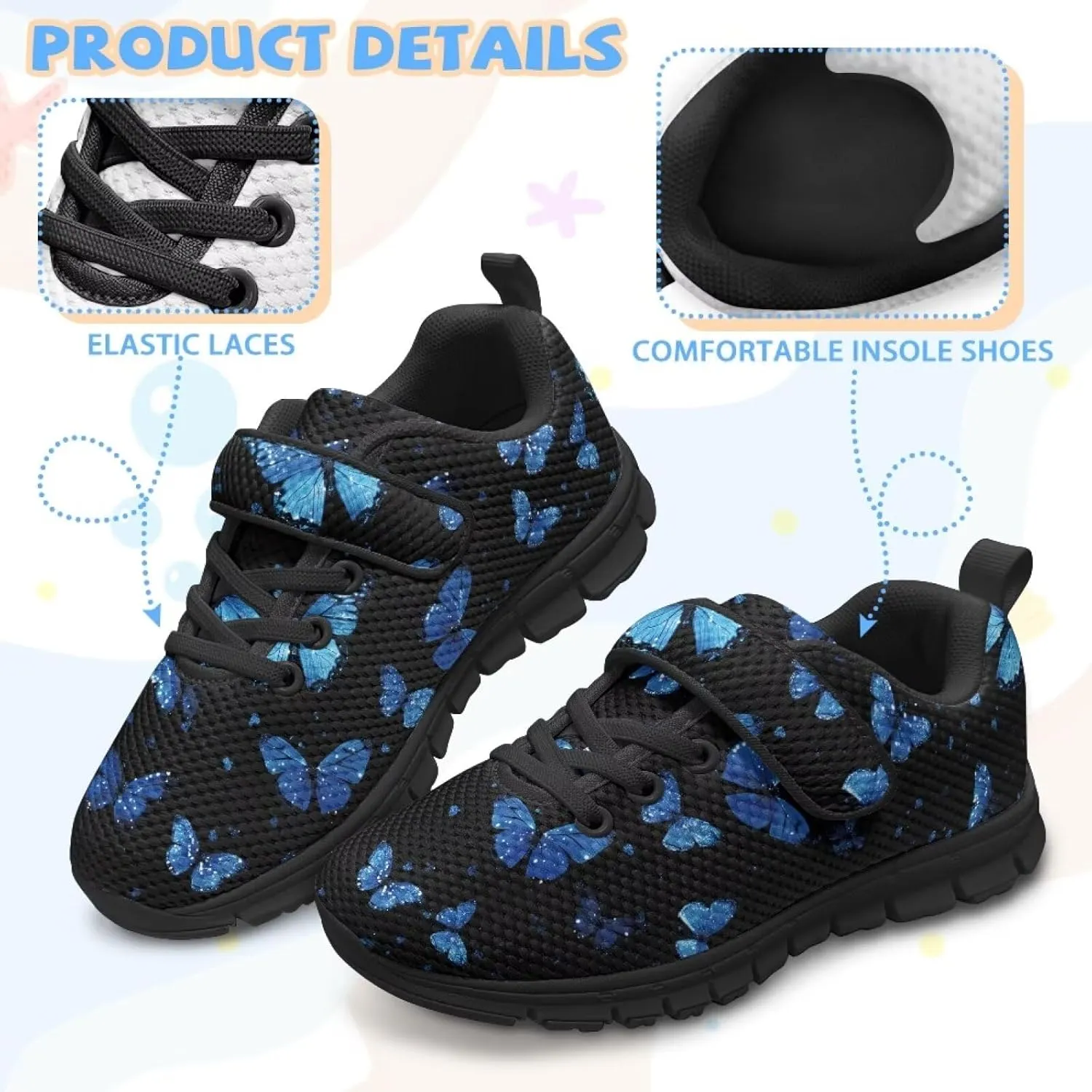 YEXIATODO Boys Girls Sneakers Kids No Tie Shoelaces Shoes Comfort Anti-Slip Walking Shoes for Indoor Outdoor Size 1-13