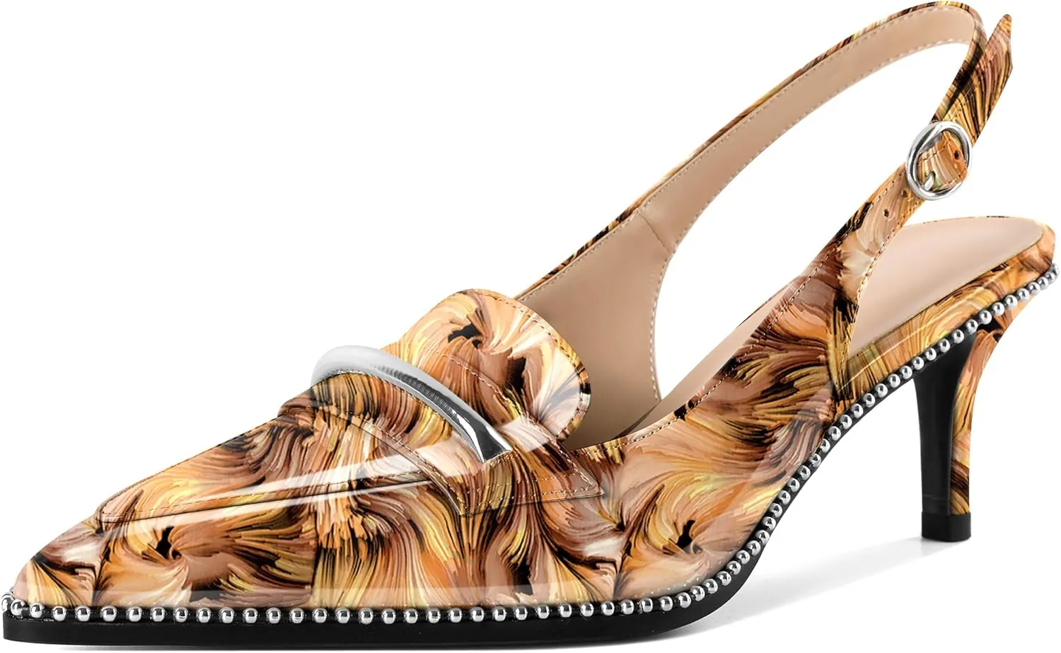 YODEKS Women's Slingback Heels Pointed Toe Low Heel 2.5" Loafers Shoes Size 5-13