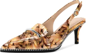 YODEKS Women's Slingback Heels Pointed Toe Low Heel 2.5" Loafers Shoes Size 5-13