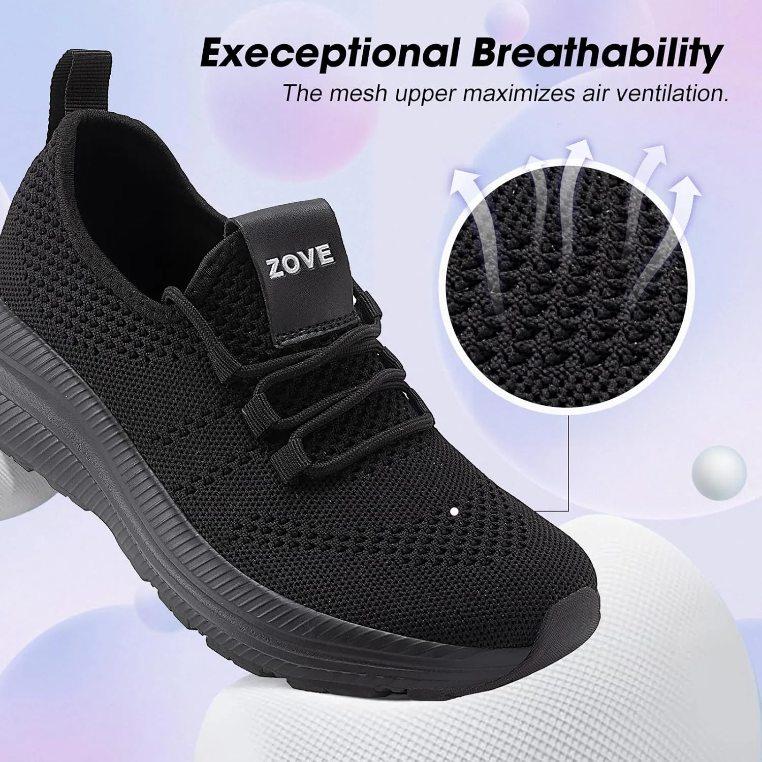 ZOVE Wide Toe Box Shoes Women Extra Wide Width Sneakers Ultra Light Road Running Shoes Non-Slip Tennis Sneakers Breathable Walking Athletic
