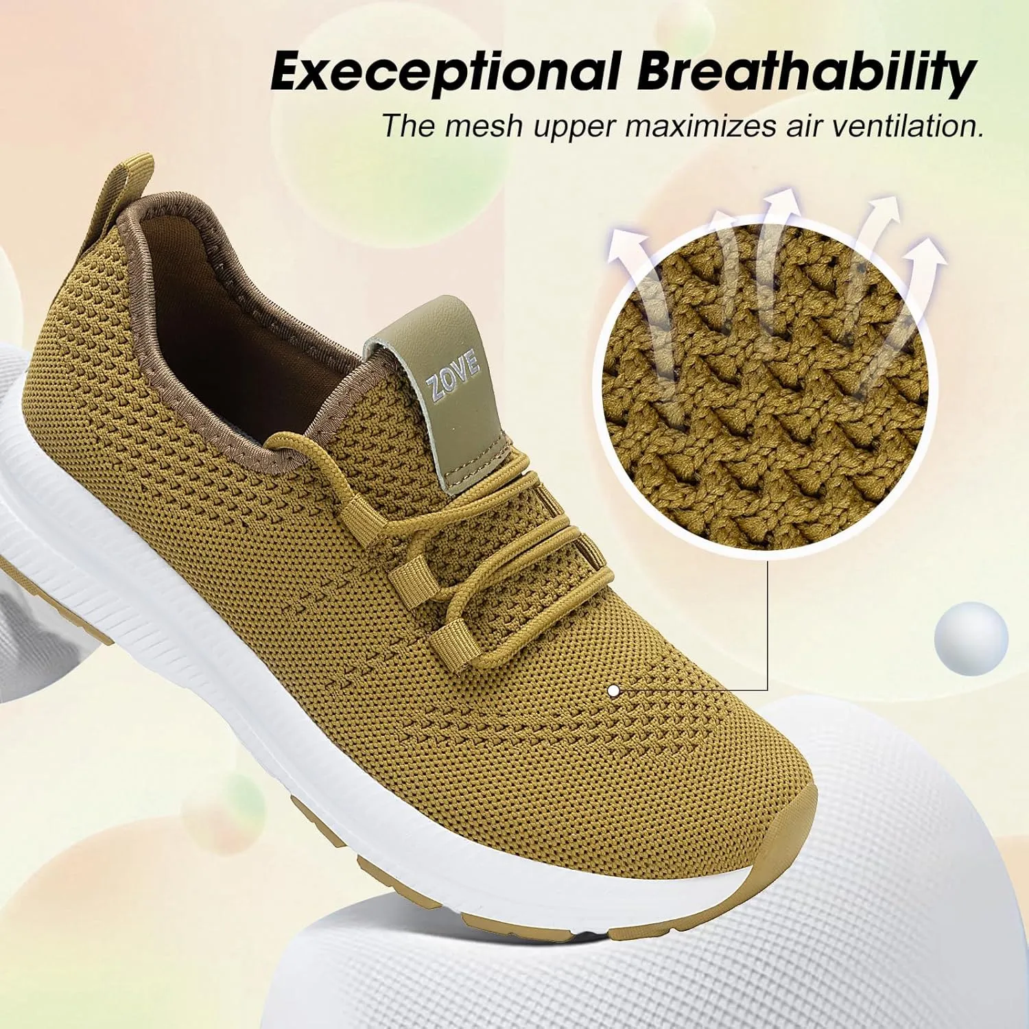 ZOVE Wide Toe Box Shoes Women Extra Wide Width Sneakers Ultra Light Road Running Shoes Non-Slip Tennis Sneakers Breathable Walking Athletic