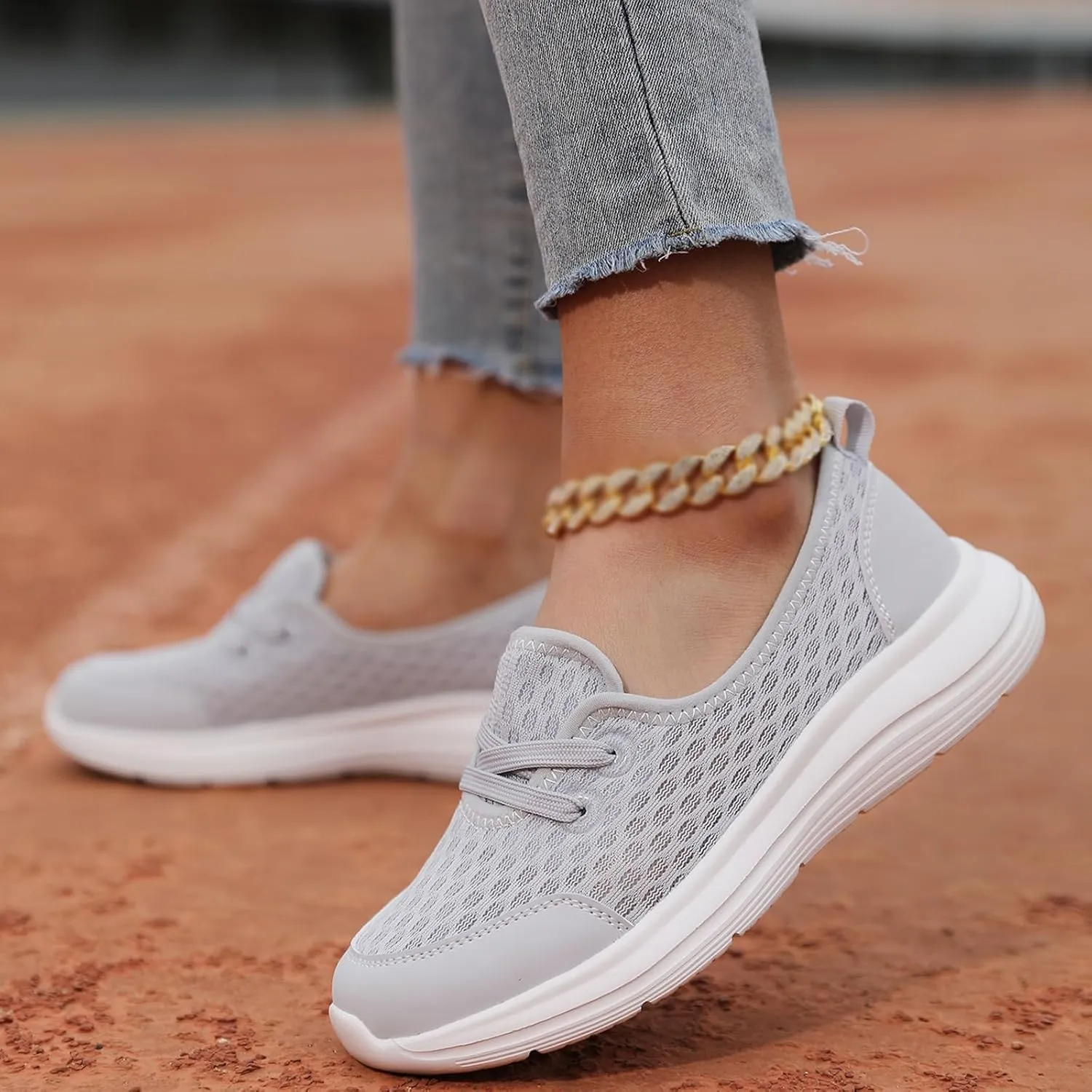 ZWRXW Women's Orthopedic Loafers Slip-On Walking Shoes Arch Support & Non-Slip Breathable Shoes Low Top Fashion Sneakers Lightweight Outdoor Hiking Sneakers